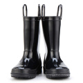 Kids New Fashion Black Color Waterproof Nature Material Rain Boots Easy-on Handles Shoes